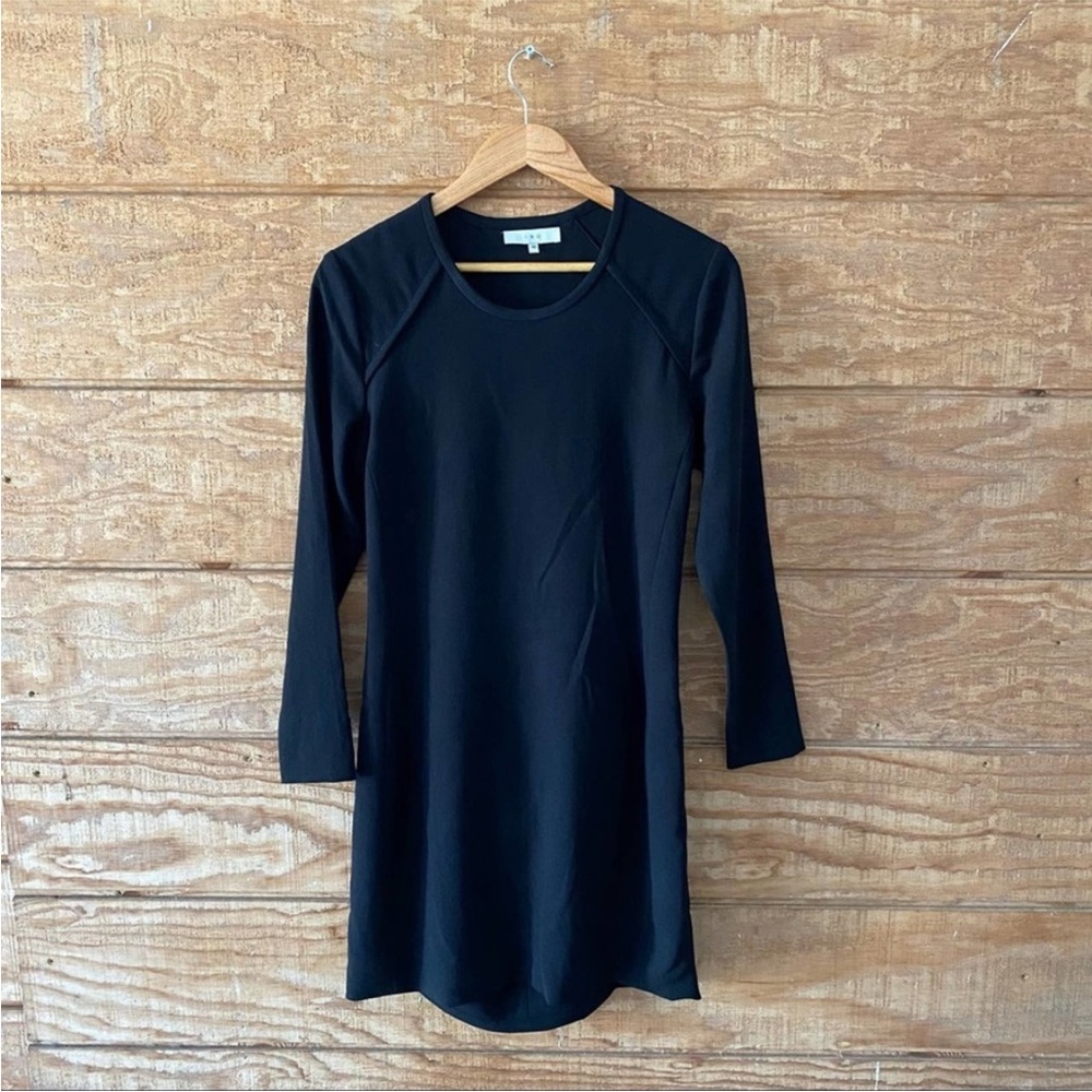 IRO Cheryne Women's Black Crepe Mini Dress Long Sleeve LBD Back Cutout (EU 
 42)